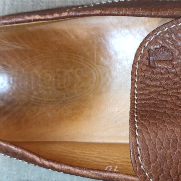 Tod's Brown Pebble Grain Leather Penny Loafer Men's SIZE US 10 - Picture 8 of 10